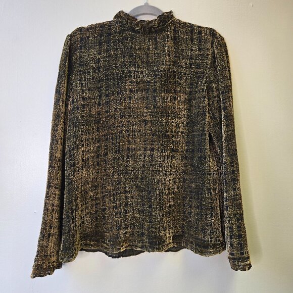 Coldwater Creek Womens Velvet Sheer Textured Button-Up Shirt Jacket L - Picture 2 of 9